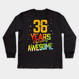 36 Years Of Being Awesome Gifts 36th Anniversary Gift Vintage Retro Funny 36 Years Birthday Men Women Kids Long Sleeve T-Shirt